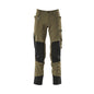 Pantalón con bolsillos en las rodillas, elástico, pantalón ligero, verde musgo