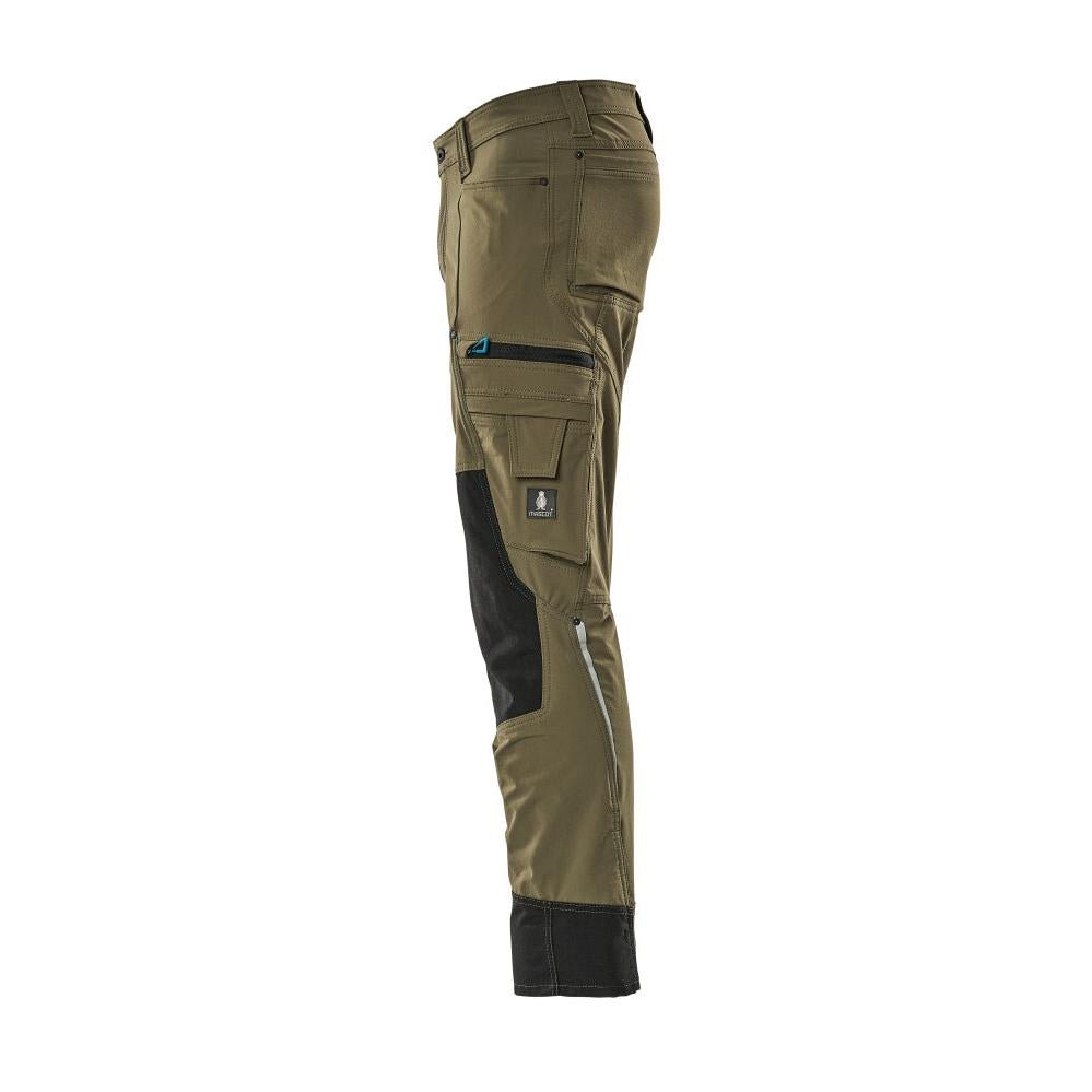 Pantalón con bolsillos en las rodillas, elástico, pantalón ligero, verde musgo