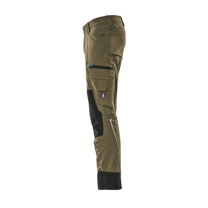 Pantalón con bolsillos en las rodillas, elástico, pantalón ligero, verde musgo