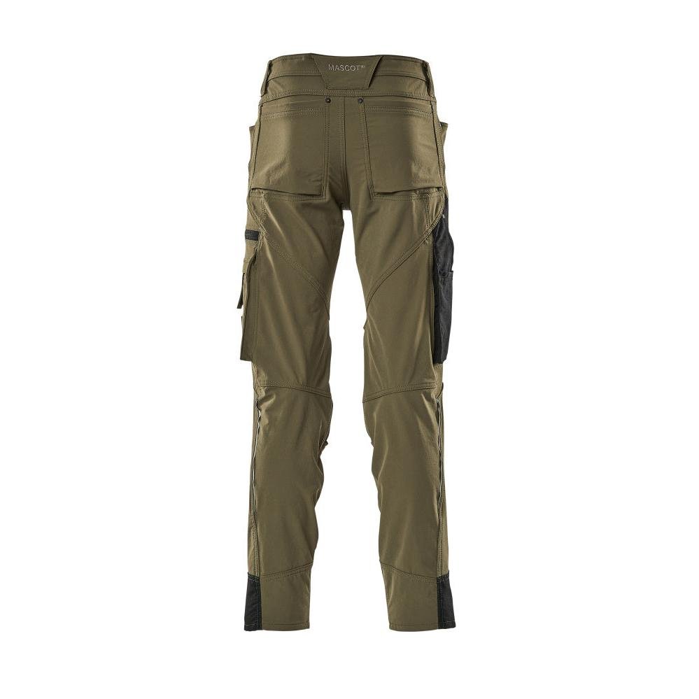 Pantalón con bolsillos en las rodillas, elástico, pantalón ligero, verde musgo