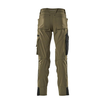 Pantalón con bolsillos en las rodillas, elástico, pantalón ligero, verde musgo