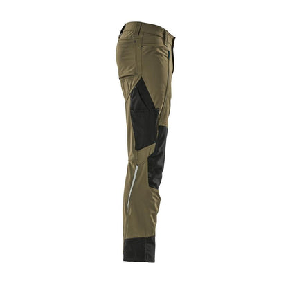 Pantalón con bolsillos en las rodillas, elástico, pantalón ligero, verde musgo