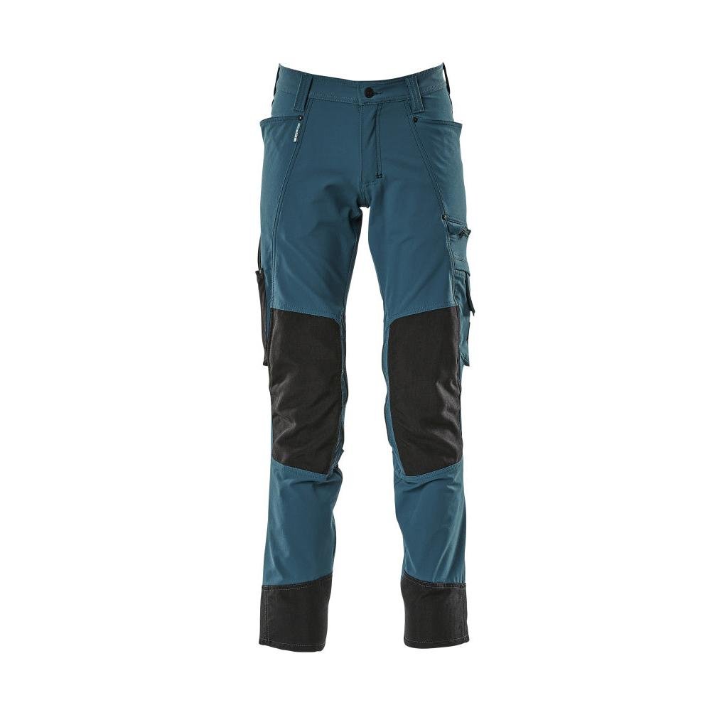 Pantalón con bolsillos en las rodillas, elástico, pantalón claro, petróleo oscuro