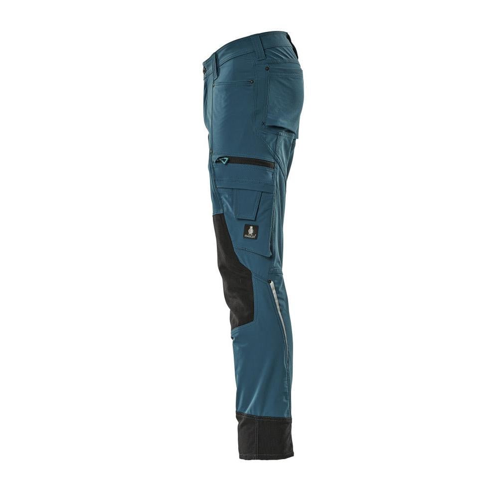 Pantalón con bolsillos en las rodillas, elástico, pantalón claro, petróleo oscuro