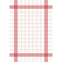 The Duni GmbH table napkin, 38x54 cm, red, features a white background with a red checkered pattern and double borders—ideal for festive occasions. Made of high-quality cotton, available in packs of 250.