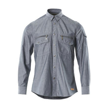 Chambray shirt with mesh lining, washed dark denim
