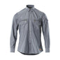 Chambray shirt with mesh lining, washed dark denim