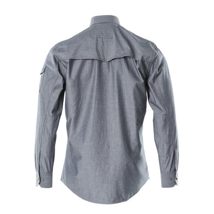 Camisa de cambray con forro de malla, denim oscuro lavado