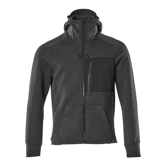 Hooded sweatshirt, zip hooded sweatshirt, black-mottled/black