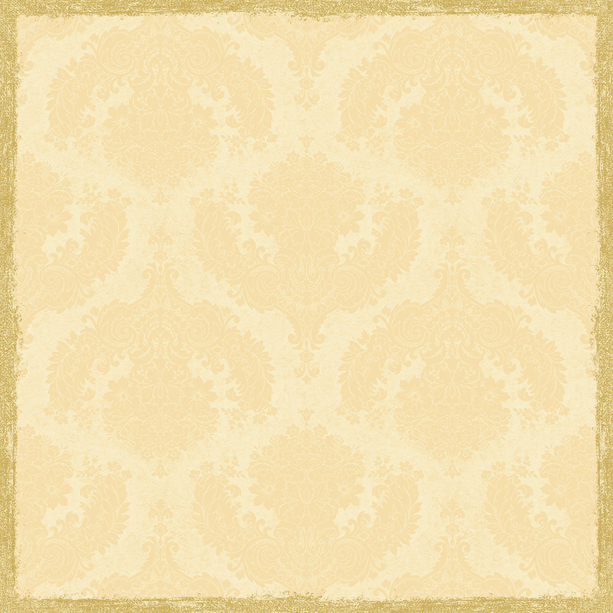 El mantel Dunicel de 84x84 cm en color crema real de Duni GmbH (paquete de 20 unidades) tiene un diseño de damasco beige con un patrón floral artístico y un borde dorado, ideal para una decoración de mesa elegante de estilo vintage.