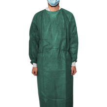 MaiMed-Coat Protect Comfort, protective gown made of fleece with cotton cuffs, d.-green, length 136cm, 10 pieces/pack. | Pack (10 pieces)