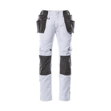 Trousers with hanging pockets, light weight trousers, white/dark anthracite