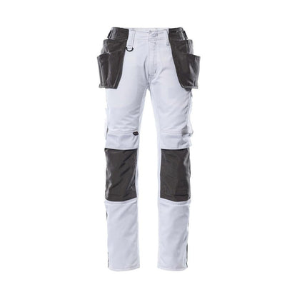 Trousers with hanging pockets, light weight trousers, white/dark anthracite