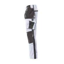 Trousers with hanging pockets, light weight trousers, white/dark anthracite