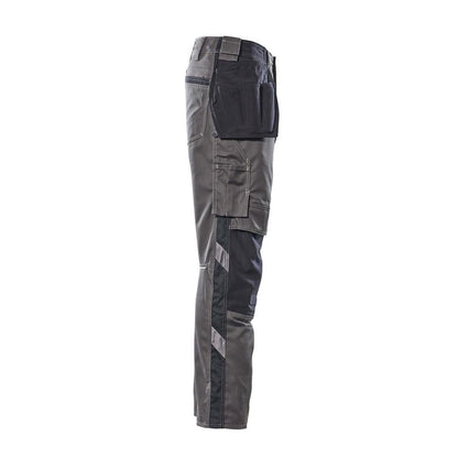 Trousers with hanging pockets, light weight trousers, dark anthracite/black