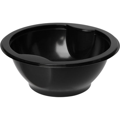 The Duni GmbH Multi-Bowl Black PP+MIN 153x153 in black, with a wide rim and integrated spout, is depicted on a white background - ideal for versatile use in the kitchen.