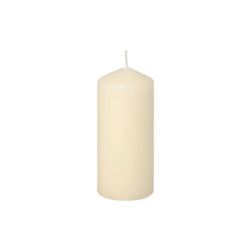A simple, unlit ivory-colored pillar candle from Starpak (Starpak 10 pillar candles, Ø 40 mm × 90 mm) stands upright against a white background—perfect for weddings or for creating a cozy atmosphere.