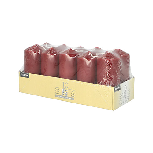 Sett „Starpak 10 kubbelys Ø 40 mm · 90 mm“ er fra Starpak, pakket i klar folie og rektangulær papp med etiketter – perfekt for bryllup eller en koselig atmosfære.