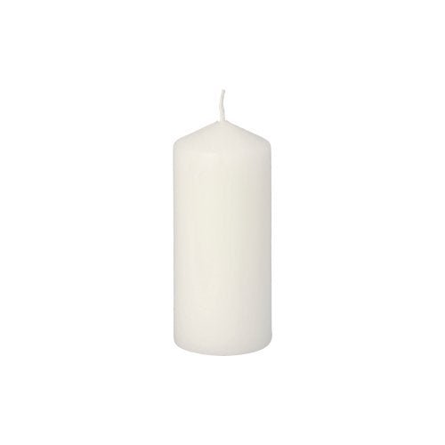 The Starpak pillar candles (10 pieces, Ø 40 mm · 90 mm) feature a cylindrical shape, a white design, and an unlit wick—ideal for creating a romantic atmosphere thanks to their long burn time.