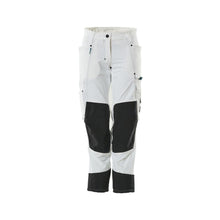 Pants with knee pockets, women, diamond pants, white