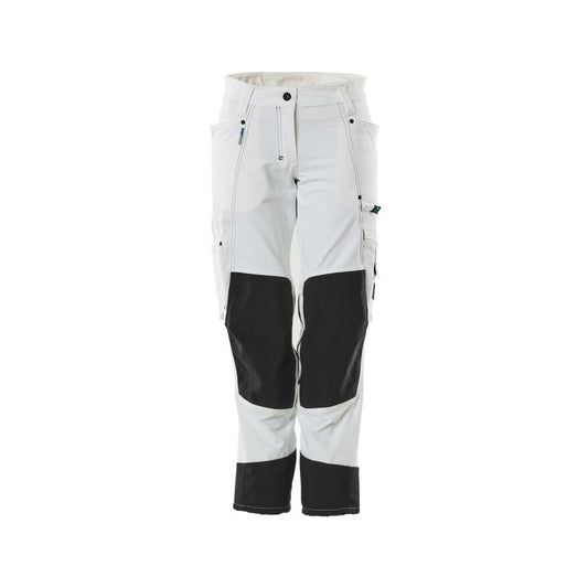 Pants with knee pockets, women, diamond pants, white