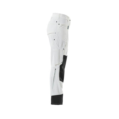 Pants with knee pockets, women, diamond pants, white