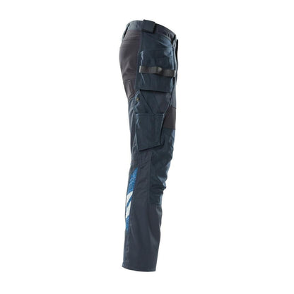 Trousers with hanging pockets, stretch inserts trousers