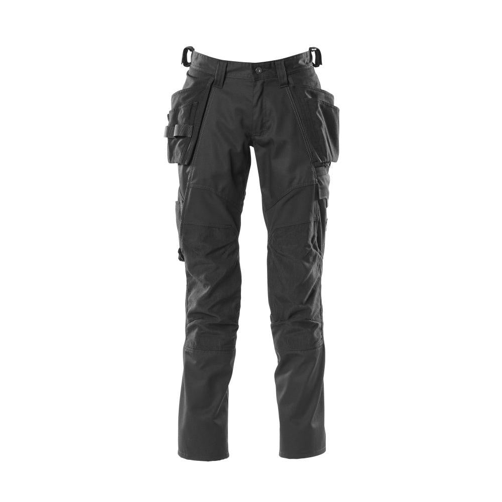 Trousers with hanging pockets, stretch inserts trousers