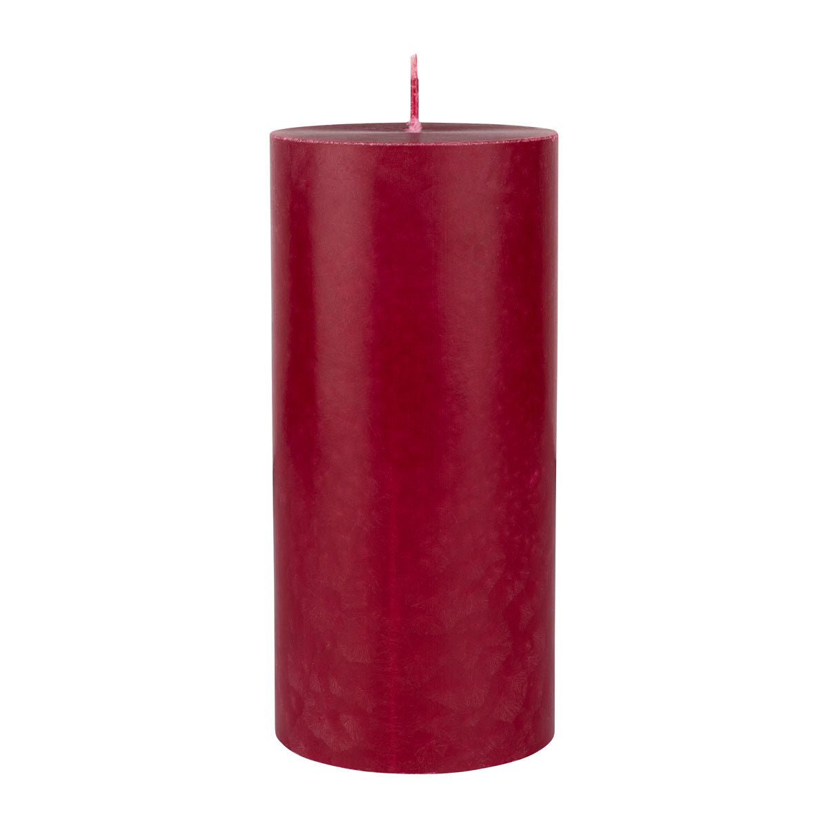 The red Duni GmbH pillar candle (150 x 70 mm, 100% stearin, approx. 50h) stands upright with a flat top and single wick against a white background - perfect for those seeking eco-friendly candles.