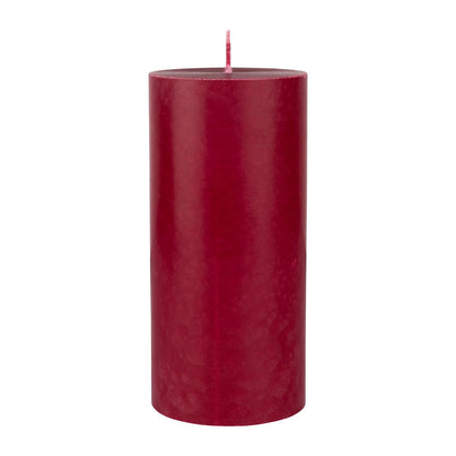 The red Duni GmbH pillar candle (150 x 70 mm, 100% stearin, approx. 50h) stands upright with a flat top and single wick against a white background - perfect for those seeking eco-friendly candles.