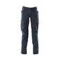 Pantalón con bolsillos en las rodillas y aplicaciones elásticas, negro-azul