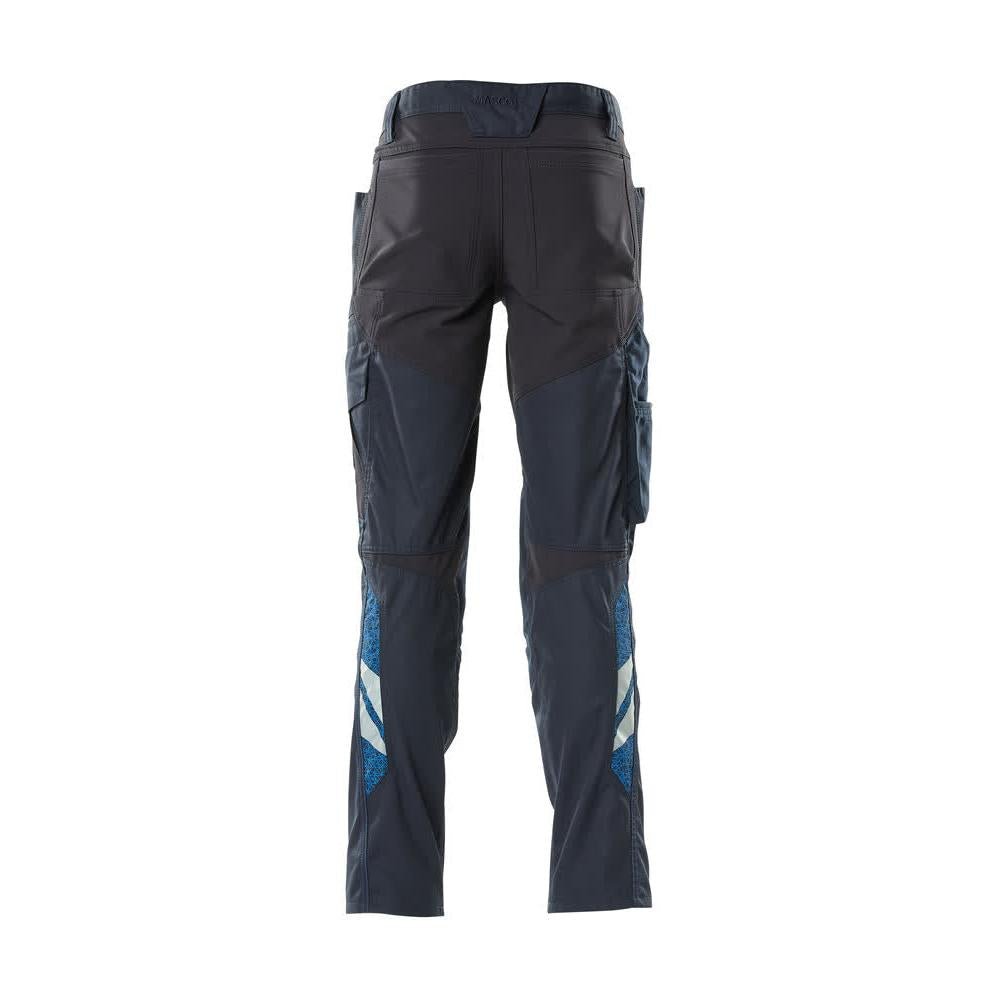 Pantalón con bolsillos en las rodillas y aplicaciones elásticas, negro-azul
