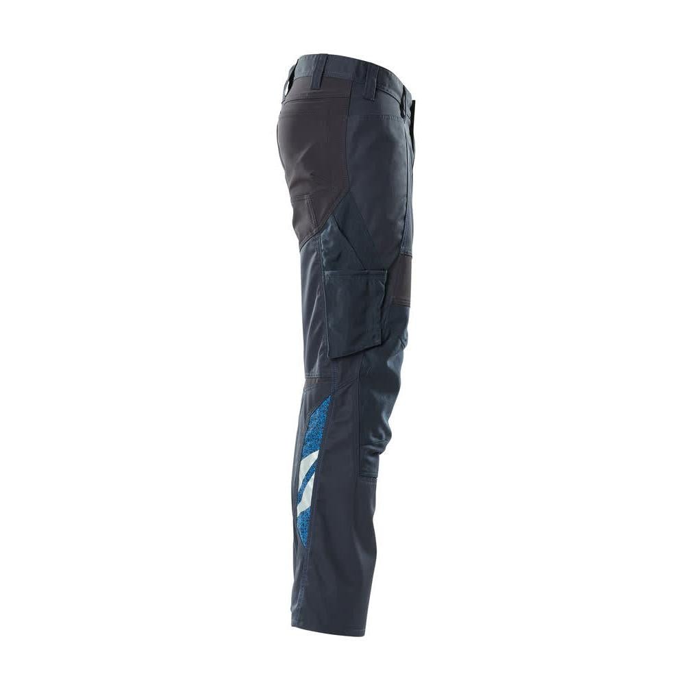 Pantalón con bolsillos en las rodillas y aplicaciones elásticas, negro-azul