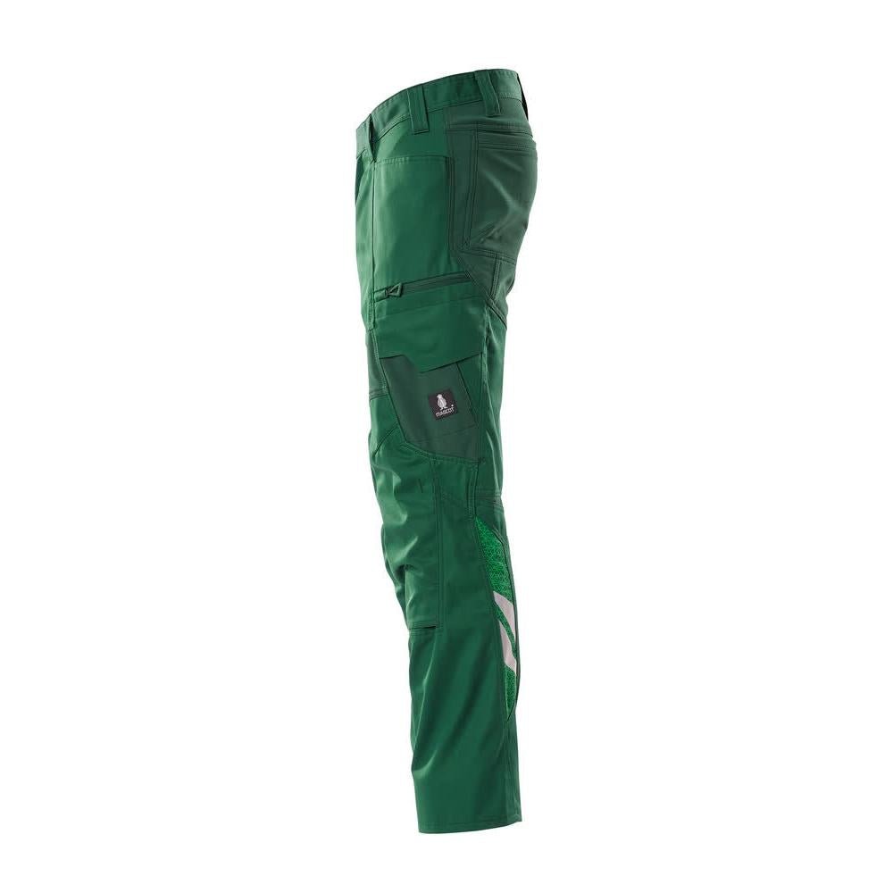 Pantalón con bolsillos en las rodillas, pantalones con aplicaciones elásticas, verde