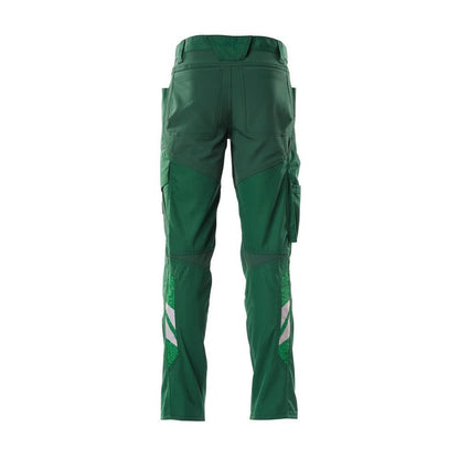 Pantalón con bolsillos en las rodillas, pantalones con aplicaciones elásticas, verde