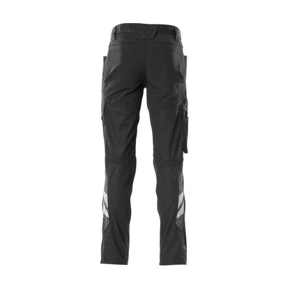 Pantalón con bolsillos en las rodillas, pantalones con aplicaciones elásticas, negro