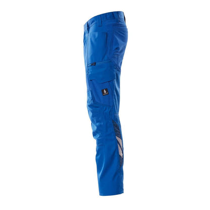 Pantalón con bolsillos en las rodillas, pantalones con aplicaciones elásticas, azul celeste