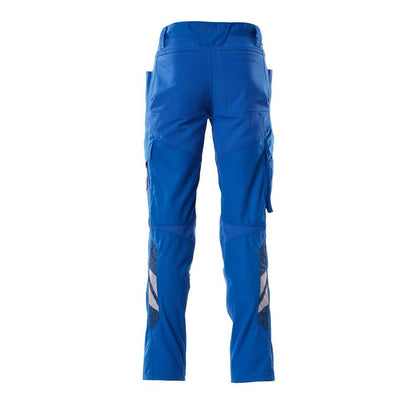 Pantalón con bolsillos en las rodillas, pantalones con aplicaciones elásticas, azul celeste