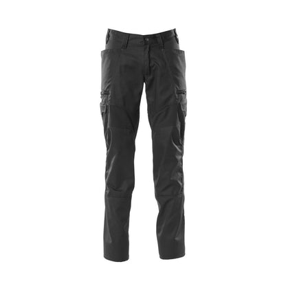 Pantalón con bolsillos en los muslos y pantalones con aplicaciones elásticas, negro