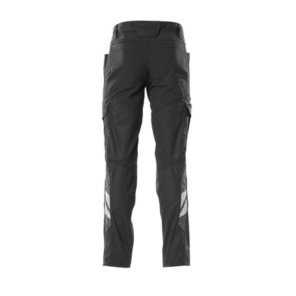 Pantalón con bolsillos en los muslos y pantalones con aplicaciones elásticas, negro