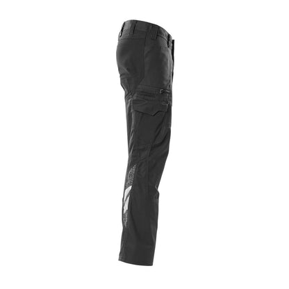 Pantalón con bolsillos en los muslos y pantalones con aplicaciones elásticas, negro