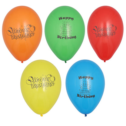Fem lysende PAPSTAR GmbH ballonger "Happy Birthday", Ø 22 cm, assorterte farger, i 10-pakning - den ideelle bursdagsdekorasjonen. Ballongene kan ordnes i to rader: tre oppe, to nede, for en festlig touch.