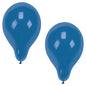 Zwei aufgeblasene PAPSTAR 10 Luftballons Ø 25 cm der PAPSTAR GmbH in Blau aus hochwertigem Latex präsentieren sich auf weißem Untergrund mit sichtbaren Lichtreflexen – ideal für eine stilvolle Dekoration.