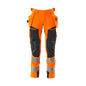 Pantalón con bolsillos colgantes, pantalón ULTIMATE STRETCH, naranja alta visibilidad/negro-azul