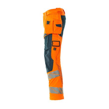 Pantalón con bolsillos colgantes, pantalón ULTIMATE STRETCH, naranja alta visibilidad/petróleo oscuro