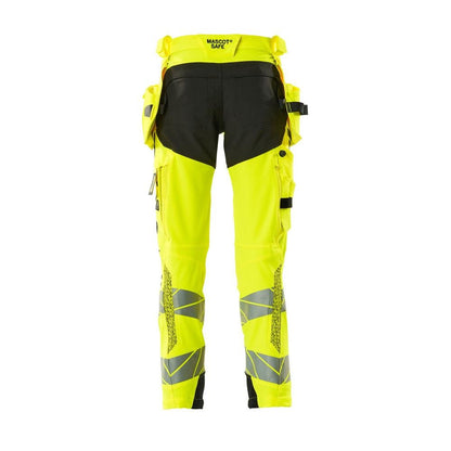 Pants with hanging pockets, ULTIMATE STRETCH pants, hi-vis yellow/black