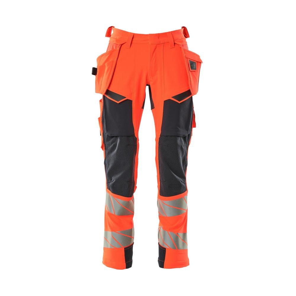 Pantalón con bolsillos colgantes, pantalón ULTIMATE STRETCH, Hi-vis rojo/negro-azul