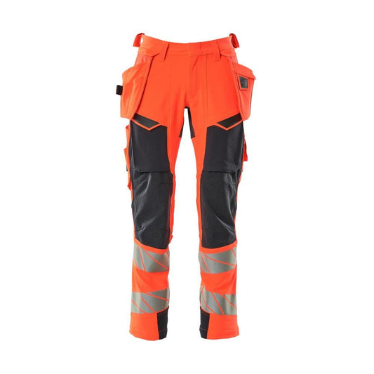 Pantalón con bolsillos colgantes, pantalón ULTIMATE STRETCH, Hi-vis rojo/negro-azul