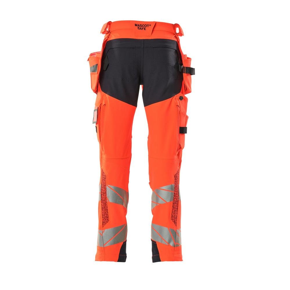 Pantalón con bolsillos colgantes, pantalón ULTIMATE STRETCH, Hi-vis rojo/negro-azul