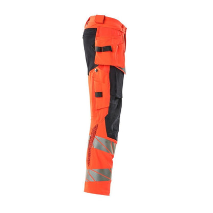 Pantalón con bolsillos colgantes, pantalón ULTIMATE STRETCH, Hi-vis rojo/negro-azul